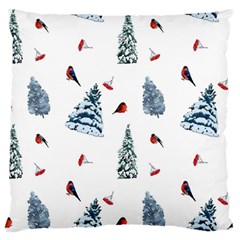 Christmas Trees And Bullfinches Large Flano Cushion Case (one Side) by SychEva