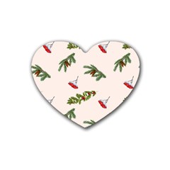 Rowan Branches And Spruce Branches Rubber Heart Coaster (4 Pack) by SychEva