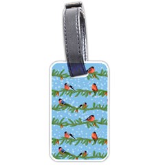 Bullfinches On Spruce Branches Luggage Tag (one Side) by SychEva