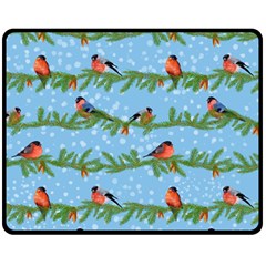 Bullfinches On Spruce Branches Double Sided Fleece Blanket (medium)  by SychEva