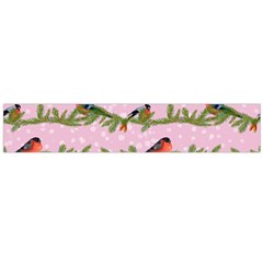 Bullfinches Sit On Branches On A Pink Background Large Flano Scarf  by SychEva