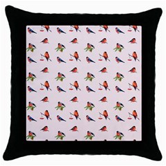 Bullfinches Sit On Branches Throw Pillow Case (black) by SychEva