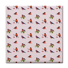 Bullfinches Sit On Branches Face Towel by SychEva