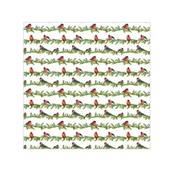 Bullfinches On The Branches Small Satin Scarf (square) by SychEva