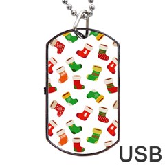 Christmas Socks  Dog Tag Usb Flash (one Side) by SychEva