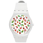 Christmas socks  Round Plastic Sport Watch (M) Front