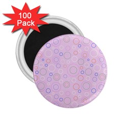 Multicolored Circles On A Pink Background 2.25  Magnets (100 pack) 