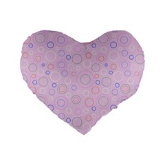 Multicolored Circles On A Pink Background Standard 16  Premium Flano Heart Shape Cushions by SychEva
