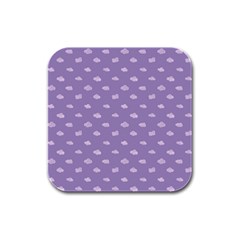 Pink Clouds On Purple Background Rubber Square Coaster (4 Pack) by SychEva