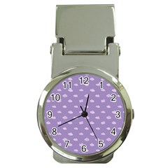 Pink Clouds On Purple Background Money Clip Watches by SychEva