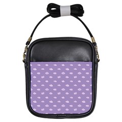 Pink Clouds On Purple Background Girls Sling Bag by SychEva