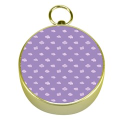 Pink Clouds On Purple Background Gold Compasses by SychEva