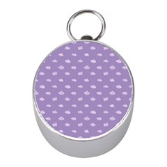Pink Clouds On Purple Background Mini Silver Compasses by SychEva