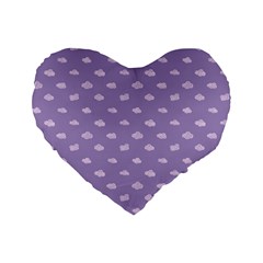 Pink Clouds On Purple Background Standard 16  Premium Flano Heart Shape Cushions by SychEva