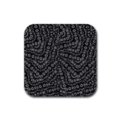 Black And White Modern Intricate Ornate Pattern Rubber Square Coaster (4 Pack) by dflcprintsclothing