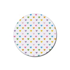 Small Multicolored Hearts Rubber Coaster (round) by SychEva