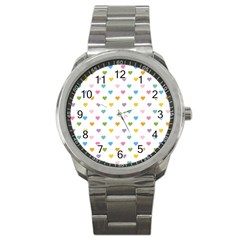 Small Multicolored Hearts Sport Metal Watch by SychEva