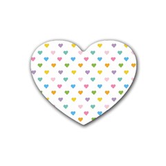 Small Multicolored Hearts Rubber Heart Coaster (4 Pack) by SychEva