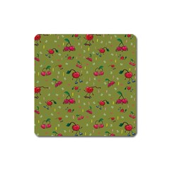 Red Cherries Athletes Square Magnet by SychEva