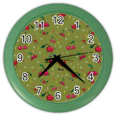 Red Cherries Athletes Color Wall Clock by SychEva