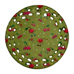 Red Cherries Athletes Round Filigree Ornament (Two Sides) Back