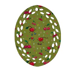 Red Cherries Athletes Ornament (oval Filigree) by SychEva