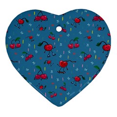 Red Cherries Athletes Heart Ornament (Two Sides)