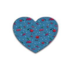 Red Cherries Athletes Rubber Heart Coaster (4 pack)