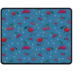 Red Cherries Athletes Double Sided Fleece Blanket (medium)  by SychEva