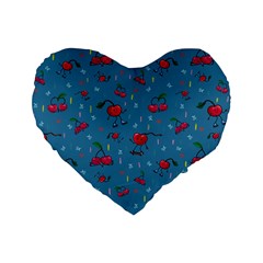 Red Cherries Athletes Standard 16  Premium Flano Heart Shape Cushions