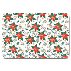 Large Christmas Poinsettias On White Large Doormat  by PodArtist