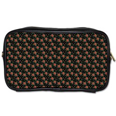 Small Red Christmas Poinsettias On Black Toiletries Bag (two Sides) by PodArtist