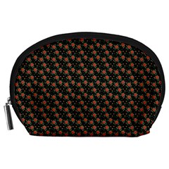 Small Red Christmas Poinsettias On Black Accessory Pouch (large) by PodArtist