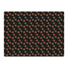 Small Red Christmas Poinsettias On Black Double Sided Flano Blanket (mini)  by PodArtist