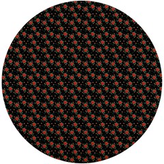 Small Red Christmas Poinsettias On Black Uv Print Round Tile Coaster by PodArtist