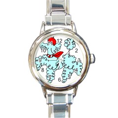Doodle Poodle  Round Italian Charm Watch by IIPhotographyAndDesigns