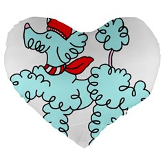 Doodle Poodle  Large 19  Premium Flano Heart Shape Cushions by IIPhotographyAndDesigns