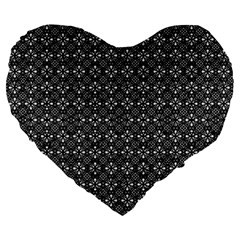 Black Lace Large 19  Premium Flano Heart Shape Cushions by SychEva