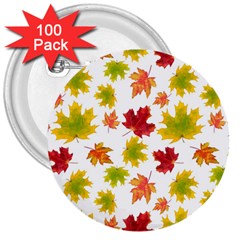 Bright Autumn Leaves 3  Buttons (100 Pack) 