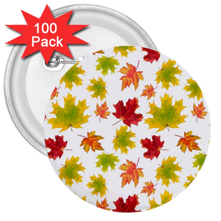 Bright Autumn Leaves 3  Buttons (100 pack) 