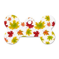 Bright Autumn Leaves Dog Tag Bone (two Sides) by SychEva