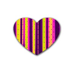 Warped Stripy Dots Rubber Coaster (heart) by essentialimage365