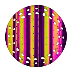Warped Stripy Dots Round Filigree Ornament (two Sides) by essentialimage365