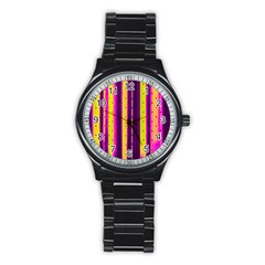 Warped Stripy Dots Stainless Steel Round Watch by essentialimage365