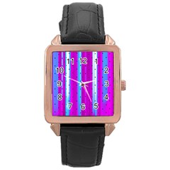 Warped Stripy Dots Rose Gold Leather Watch  by essentialimage365