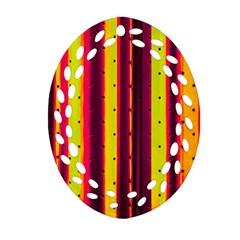 Warped Stripy Dots Oval Filigree Ornament (two Sides) by essentialimage365