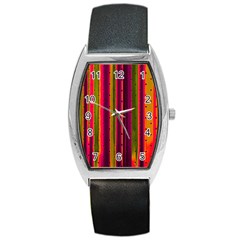 Warped Stripy Dots Barrel Style Metal Watch by essentialimage365