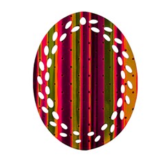 Warped Stripy Dots Ornament (oval Filigree) by essentialimage365