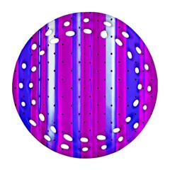 Warped Stripy Dots Round Filigree Ornament (two Sides)