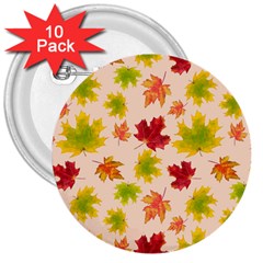 Bright Autumn Leaves 3  Buttons (10 Pack)  by SychEva